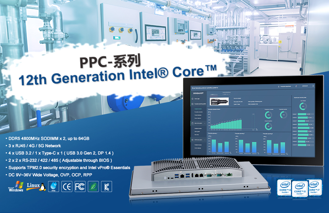 新品推荐 | 12代Intel® Core™ 工业面板电脑系列